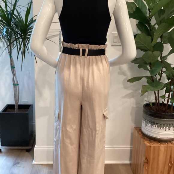 NWT MISSGUIDED TALL SIDE STRIPE TAN & BLACK WIDE LEG CARGO PANTS TROUSERS EU 38 - Picture 7 of 16